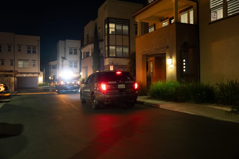 Main Patrol vehicle patrolling a residential community at night