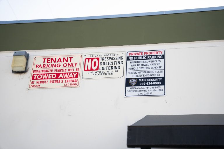 Tenant parking and tow-away signs enforced by Main Patrol