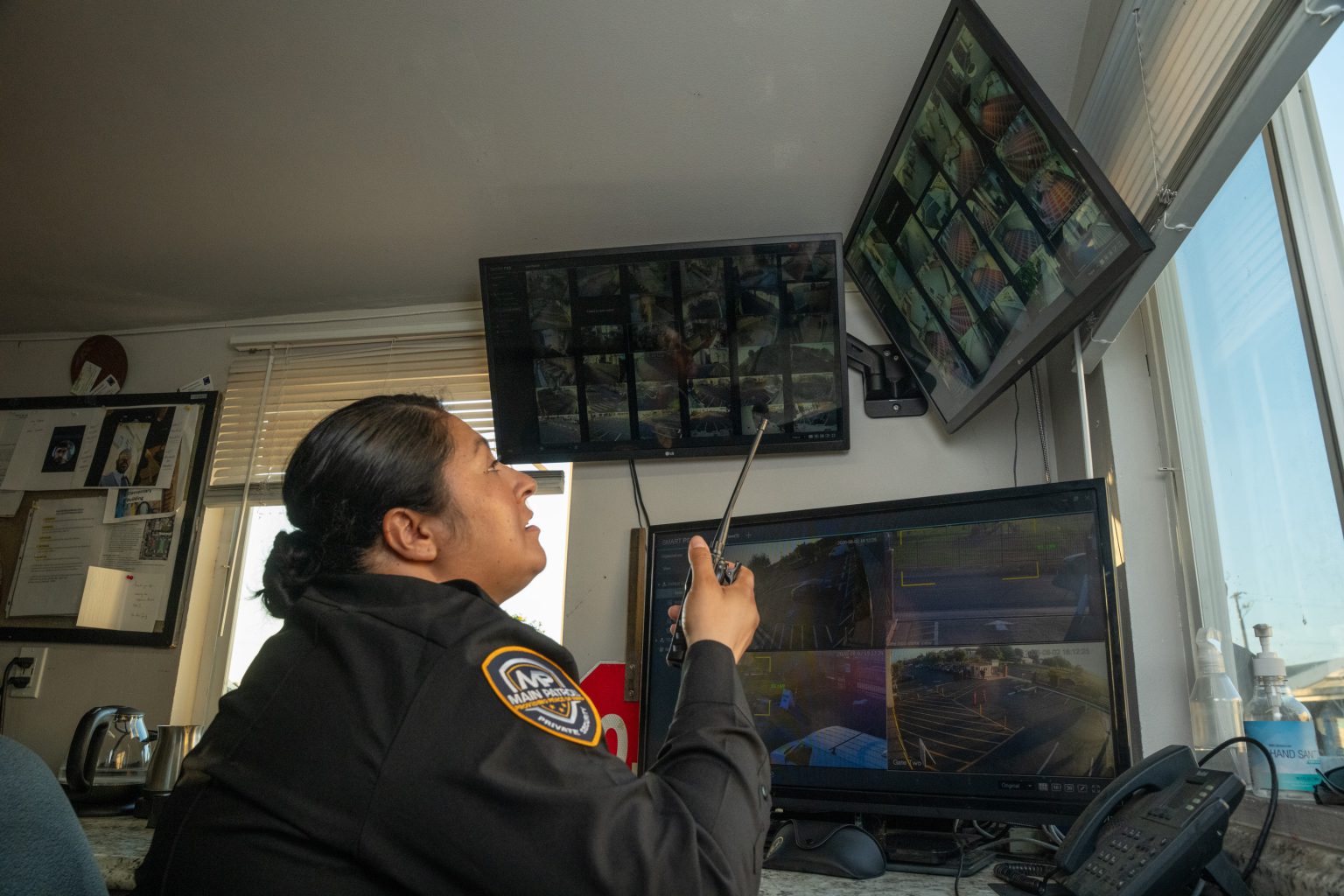 Main Patrol dispatcher coordinating officers by radio