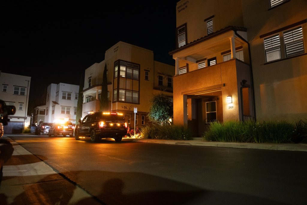 Main Patrol patrol vehicle in a residential community at night